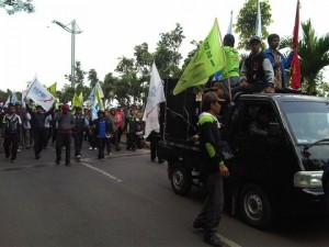 ILUSTRASI aksi buruh dalam rangka May Day