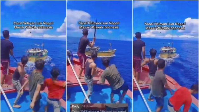 Viral Video Nelayan Lokal Lawan Kapal Asing Yang Coba Terobos Perairan Indonesia